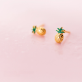 wholesale S925 Sterling Silver Gold-Plated Pineapple Stud Earrings for Women, Korean Style Fresh and Sweet Fruit Earrings E9384-0-3