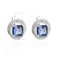 wholesale S925 Sterling Silver Classic Elegant Round Earrings with Crystal and Natural Topaz Gemstone, Precision Crafted Version Gemstone Earrings-0-0
