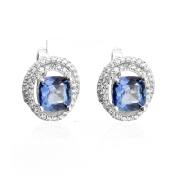 wholesale S925 Sterling Silver Classic Elegant Round Earrings with Crystal and Natural Topaz Gemstone, Precision Crafted Version Gemstone Earrings-Colored crystal earrings