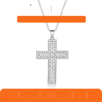wholesale S925 Silver Cross Necklace Moissanite Pendant Simple Accessories Cross-Border Hot Selling Ready for Wholesale-Gold (with certificate)  925 silver