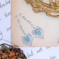 wholesale Metal material first: new TikTok live streaming best-selling sea blue rectangular high-carbon diamond 7*9 blue diamond women's earrings-0-1