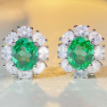 wholesale S925 Sterling Silver Paraiba Green Earrings for Women, Full Cross-Border Live Broadcast High-Carbon Zirconia Ear Accessories-0-0