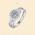 wholesale 925 Silver Fashionable and Unique Adjustable Ring for Women, Non-Tarnish, Light Luxury Advanced Moissanite Ring, Popular Online Hot Seller-0-0