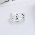 wholesale S925 Sterling Silver Creative Fashion Cross Line Ring, Minimalist Style Versatile Index Finger Ring-0-1