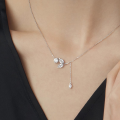 wholesale S925 sterling silver moissanite pendant necklace for women, new fashion leaf collarbone chain, elegant and luxurious set-0-0