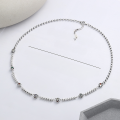 wholesale S925 Sterling Silver Korean Style Geometric Zircon Dice Mismatched Silver Trendy Ins Fashion Necklace-0-1