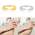 wholesale 925 Sterling Silver Fashion Ins Horn Open Ring, Hot-selling In Europe And America, Minimalist And Versatile Three-row Zircon Inlay Women's Ring-0-1