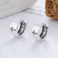 wholesale Metal: S925 Sterling Silver Graffiti Cross English Letter Ear Clasp, Personalized Street Hip-hop Style Unisex Earrings-0-0