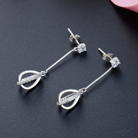 wholesale S925 silver zirconia stud earrings, Korean-style long drop-shaped tassel earrings, wholesale from the source factory-Earrings-Not with Silver Earrings>925 Silver