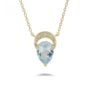 wholesale 10k Gold Artli Natural Aquamarine Necklace for Women, Waterdrop Crown, Light Luxury and Versatile Choker Chain Gift-0-0