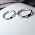 wholesale 925 Sterling Silver Mobius Ring for Women, Minimalist Japanese and Korean Style Student Couple Matching Rings for Engagement or Wedding, Engraved Adjustable Opening-0-0