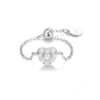 wholesale 925 Sterling Silver Adjustable Open Heart Butterfly Zircon Ring,ins。-White Gold#1 Opening adjustable