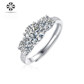 wholesale Metal Material 925 Silver, Internet Celebrity Live Broadcast Hot-Selling Genuine Ring for Women That Does Not Fade, Trendy Adjustable Open-End Moissanite Ring-0-1