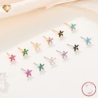 wholesale 925 Sterling Silver Earrings DIY Women's High-End Zircon Floral Ear Studs for Piercing-Green Diamond>Silver