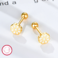 wholesale 925 Silver Small and Sweet Versatile Earrings for Women, Floral Drip-Glaze Colored Small Stud Earrings, Foreign Trade Jewelry Wholesale-0-9
