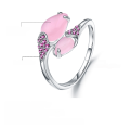 wholesale S925 silver designer-style high-end adjustable ring with natural pink chalcedony gemstone-0-4