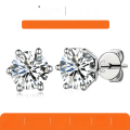 wholesale S925 Sterling Silver Moissanite Six-Prong Stud Earrings, Popular Korean Style Minimalist Moissanite Women's Jewelry, Amazon Best-Seller, Recommended for Independent Websites-0-0