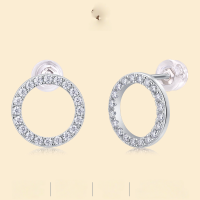 wholesale S925 Sterling Silver Exploration Stud Earrings Moissanite New Circle Earrings Live Cross-Border Hot-Selling Jewelry Light Luxury Advanced Sense-Moissanite 40 pieces/pair