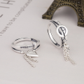 wholesale S925 Metal Love Letter Tassel Vintage Korean Dongdaemun Women's Fashion Chain Silver Ring-0-0