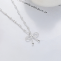 wholesale S925 sterling silver Korean-style Dongdaemun twist braid bow necklace, fashionable and lightweight luxury collarbone chain-0-2