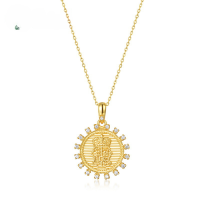 wholesale S925 Sterling Silver Japanese Light Luxury Jewelry Vintage Pattern Coin Pendant Choker Necklace Women Wholesale-Pendant without chain 925 silver