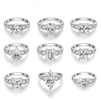 wholesale 18k Gold Plated S925 Silver 3 Carat Moissanite Five-Stone Ring, Small Design Engagement for Women-Round R3-0597 3+0.8 carats