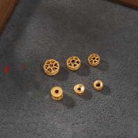 wholesale S925 Silver Gold-Plated, Ancient Method Gold Feather Large Hole Run Ring Spacer Bead, Crystal Bracelet Necklace DIY Silver Jewelry Accessories-5mm feather hoop