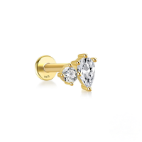 wholesale S925 Sterling Silver, 16g Flat Thread, Marquise Multi-zircon Dragonfly Stud Earrings-Gold single #4