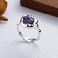 wholesale S925 Sterling Silver Exaggerated Round European-style Adjustable Index Finger Ring with Purple Zircon for Cross-border Live Streaming Supply-0-1