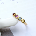 wholesale 925 Silver Gold-Plated Japanese Minimalist Natural Crystal Ring Set for Women, Versatile Commuting OL Style-0-3