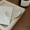 wholesale S925 Sterling Silver Korean-style Irregular Smooth Bangle with Minimalist Design, Fashionable and Trendy, Exuding a Sense of Sophistication-0-3