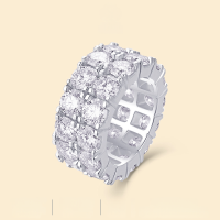 wholesale S925 Sterling Silver Ring 50-Point Moissanite Fully Pave Setting Closed Band Wholesale for Cross-Border TEMU Hot Sellers-Moissanite 50 points/piece US No. 7