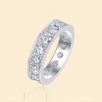 wholesale 925 Sterling Silver Stackable Moissanite Ring Set, High-End Luxury Cross-Border Ring for Women, Non-Tarnish-Moissanite 4mm/30 points US No. 9