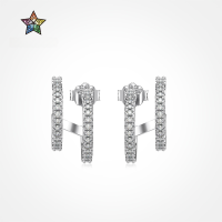 wholesale Metal Material: S925 Sterling Silver Women's Korean Cross-Border Double C Misaligned Design Ear Studs, Small and Unique, Light Luxury, High-End Feeling Earrings for Women-Platinum DY1D0382-SW-WH 925 Silver