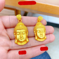 wholesale Metal Material: Gold-plated Same as in gold stores Solid sand gold Buddha head pendant for eternal peace Women's necklace with Vairocana Buddha lotus woven rope, retro style-0-1