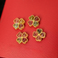 wholesale 925 Silver Gold-Plated, Ancient Silver, Gold-Plated, and Natural Crystal Tourmaline Four-Leaf Clover Beads Accessories-0-0