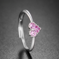 wholesale S925 Sterling Silver Heart-shaped Ring for Women, Light Luxury and Niche Design with Inlaid Cubic Zirconia, Fashionable and Personalized Adjustable Knuckle Ring-0-1