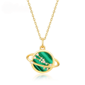 wholesale S925 Sterling Silver Planet Malachite Necklace for Women, Light Luxury Style with Diamond Inlay, New Autumn and Winter Collection, Wholesale from Manufacturer-0-0
