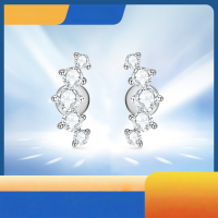 wholesale Metal material, French niche design-inspired smiley moissanite stud earrings OEM custom sample or drawing, ODM processing-Platinum 925 silver