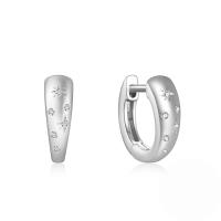 wholesale 925 Sterling Silver With Zircon Accent Chain Style Hoop Earrings, European And American Design-White Gold #3