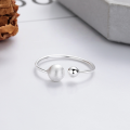 wholesale S925 Sterling Silver Korean Style Minimalist Frosted Brushed Texture Sphere Small Creative Design Ring-0-2