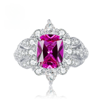 wholesale 925 Silver Moojing Jewelry New Geometric Design Jedi Knight Pink Sapphire Ring, Niche Luxury Socialite Style-R635 Pink Diamond No. 8