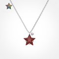 wholesale S925 Sterling Silver Light Luxury Korean Style Women's Red Five-Pointed Star Zircon Inlaid Fashion Creative Christmas Collarbone Necklace-0-0