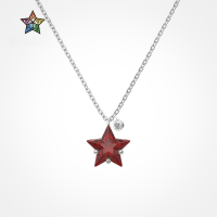 wholesale S925 Sterling Silver Light Luxury Korean Style Women's Red Five-Pointed Star Zircon Inlaid Fashion Creative Christmas Collarbone Necklace-Gold DY191066-SK-BO 925 silver