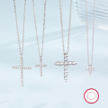wholesale Sterling Silver S925 Women's Versatile Diamond-Studded Cross Pendant Choker Necklace, Cross-Border Hot-Selling Niche Design High-End Feel-0-1