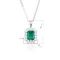 wholesale 925 Silver Live Stream Drop Shipping Small Octagon Cultivated Emerald Micro-Set Zircon Gift Giveaway Commemorative Pendant-0-5