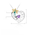 wholesale 925 Silver Enamel Natural Amethyst Pendant Necklace with Designer High-End Gemstone Peter Pan Heart-0-0