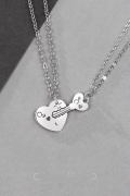 wholesale S925 Sterling Silver Couple Necklace Matching Pair, Creative Interlocking Heart Lock Pendant, Sweater Chain-0-2