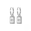 wholesale S925 Sterling Silver Geometric Star Square Pendant Earrings with Rhinestones, Popular in Europe and America-0-6