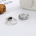 wholesale S925 Sterling Silver Retro Vintage Stylized Elephant Coin Ring with Antique Finish and Adjustable Open Design-0-2